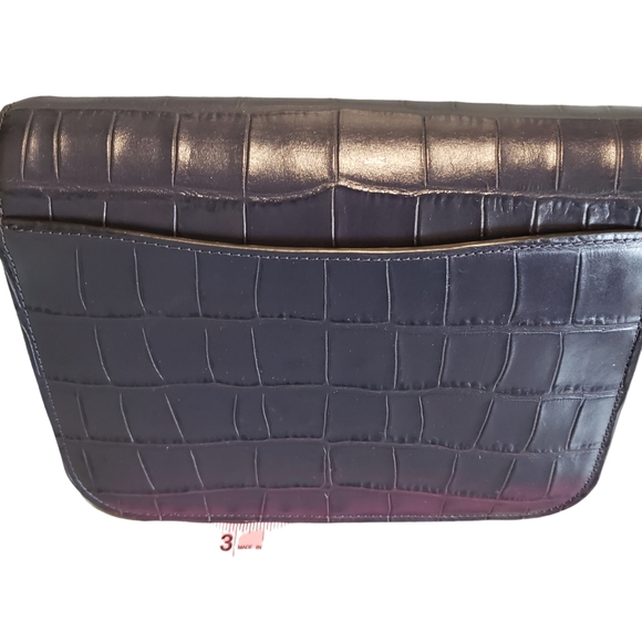 NEW Coach Brynn Navy Blue Croc Embossed Leather Flap Adjustable Shoulder Bag NWT - Picture 5 of 15